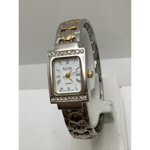 Kristine Womens Two Tone Quartz Cuff Watch New Battery